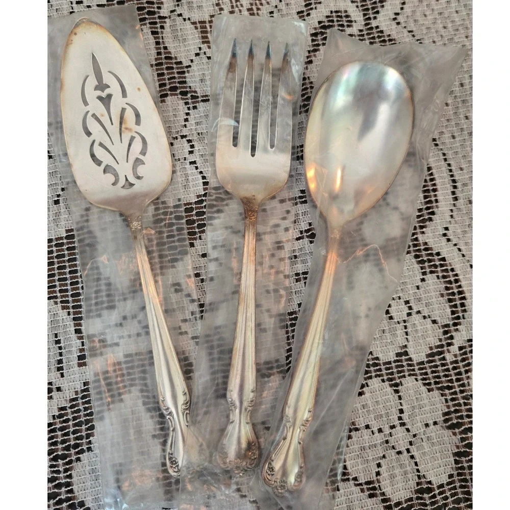 Rogers & Bro Remembrance Silverplate Serving Set 3pc Server Fork Spoon IS
